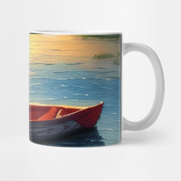 Lakeside Sunset Boat View by The WYLD Tribe